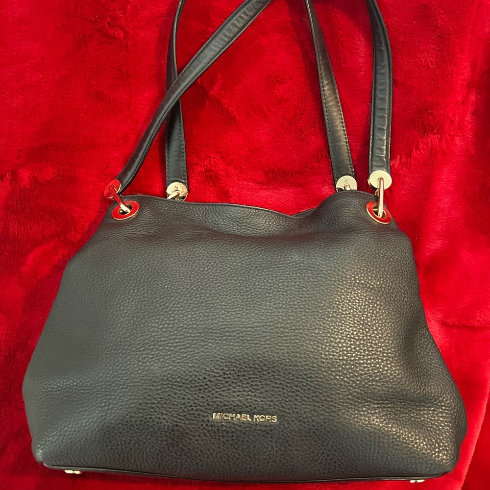 Michael Kors Raven Black Leather Shoulder Bag